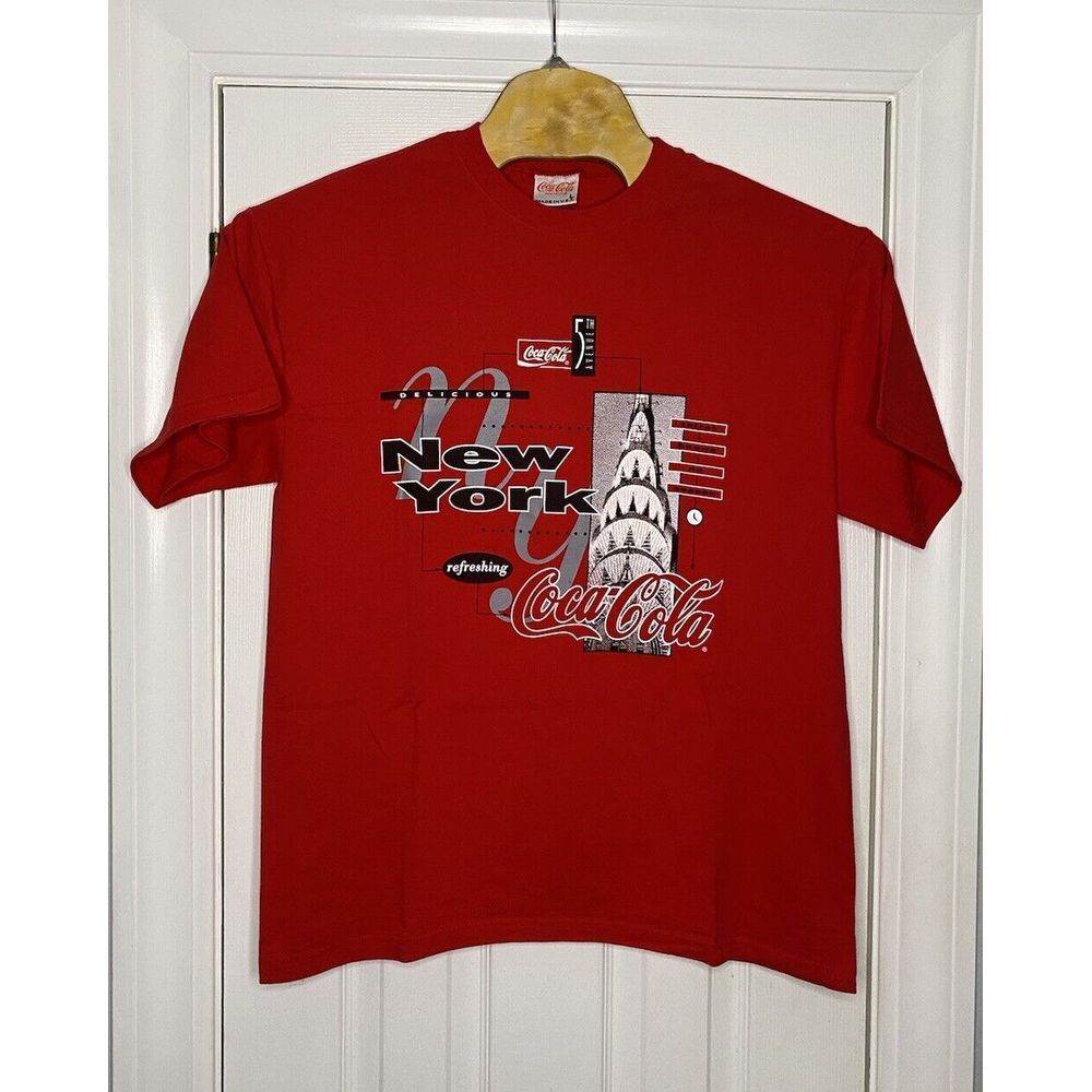Vintage Coca Cola New York City‎ Empire State T-Shirt Red Large USA